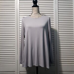 Eileen Fisher Basic Tunic Top Women's Medium Gray Long Sleeve Minimal Pullover